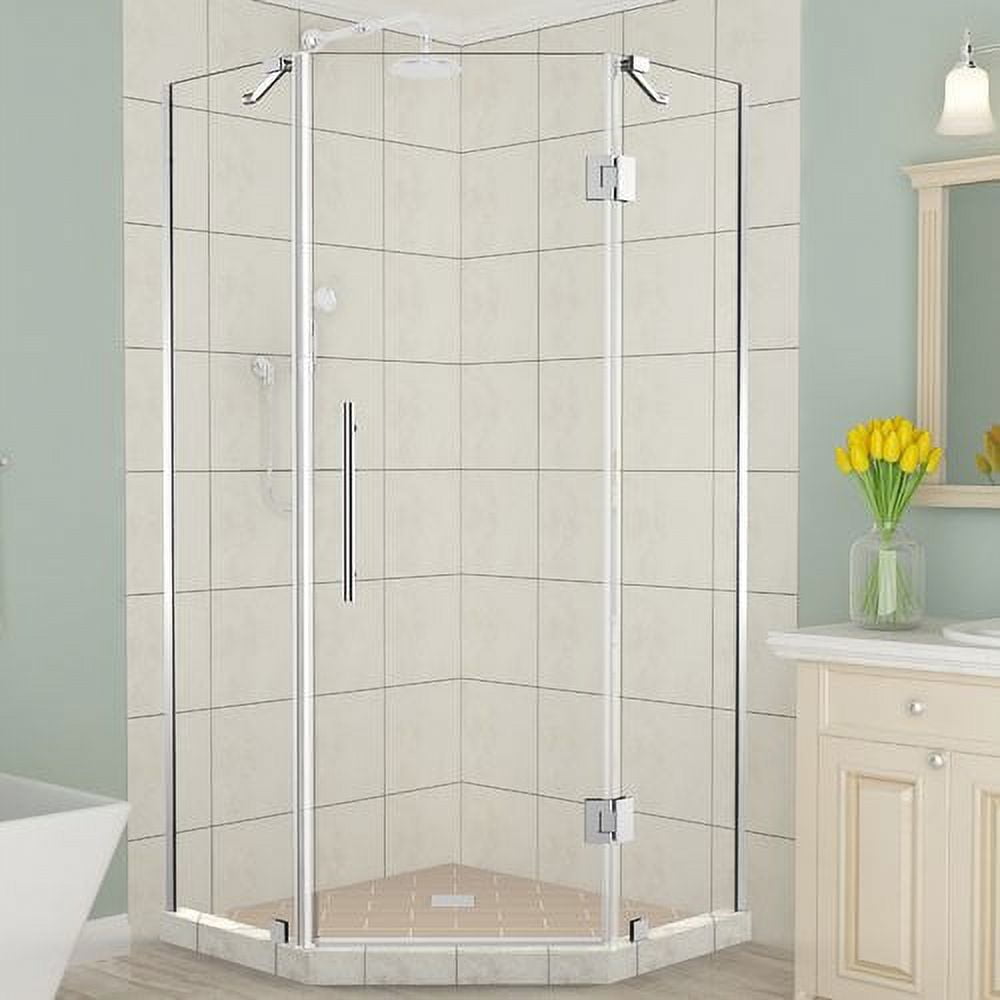 72 x 38 x 38 in. Merrick Frameless Neo-Angle Shower Enclosure, Chrome