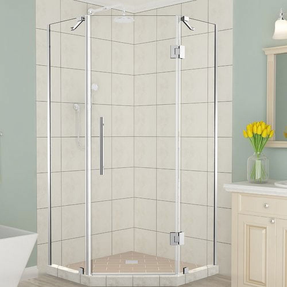 72 x 40 x 40 in. Merrick Frameless Neo-Angle Shower Enclosure, Chrome