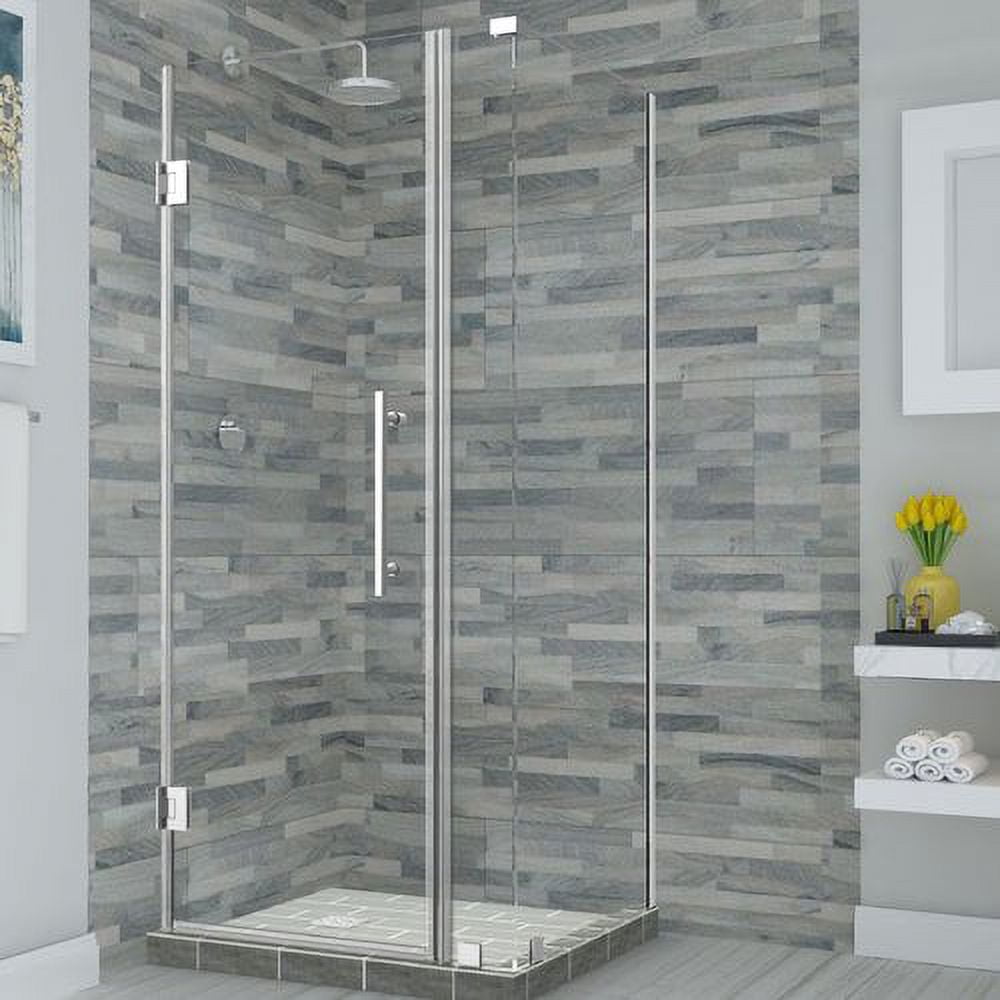 72 x 28 x 30.38 in. Bromley Frameless Corner Hinged Shower Enclosure, Chrome