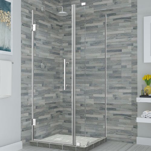 Bromley Frameless Corner Hinged Shower Enclosure - Chrome - 72 x 29 x 34.38 in.