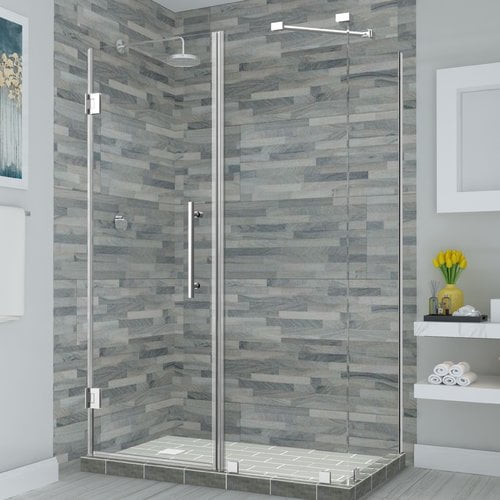72 x 66 x 30.38 in. Bromley Frameless Corner Hinged Shower Enclosure, Chrome