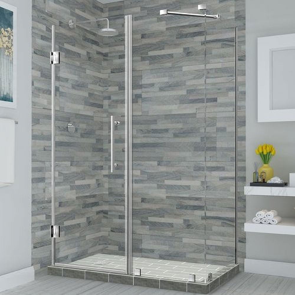 Bromley Frameless Corner Hinged Shower Enclosure - Stainless Steel - 72 x 41 x 34.38 in.