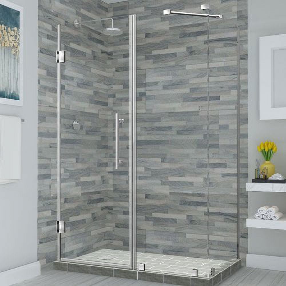 Bromley Frameless Corner Hinged Shower Enclosure - Stainless Steel - 72 x 44 x 34.38 in.