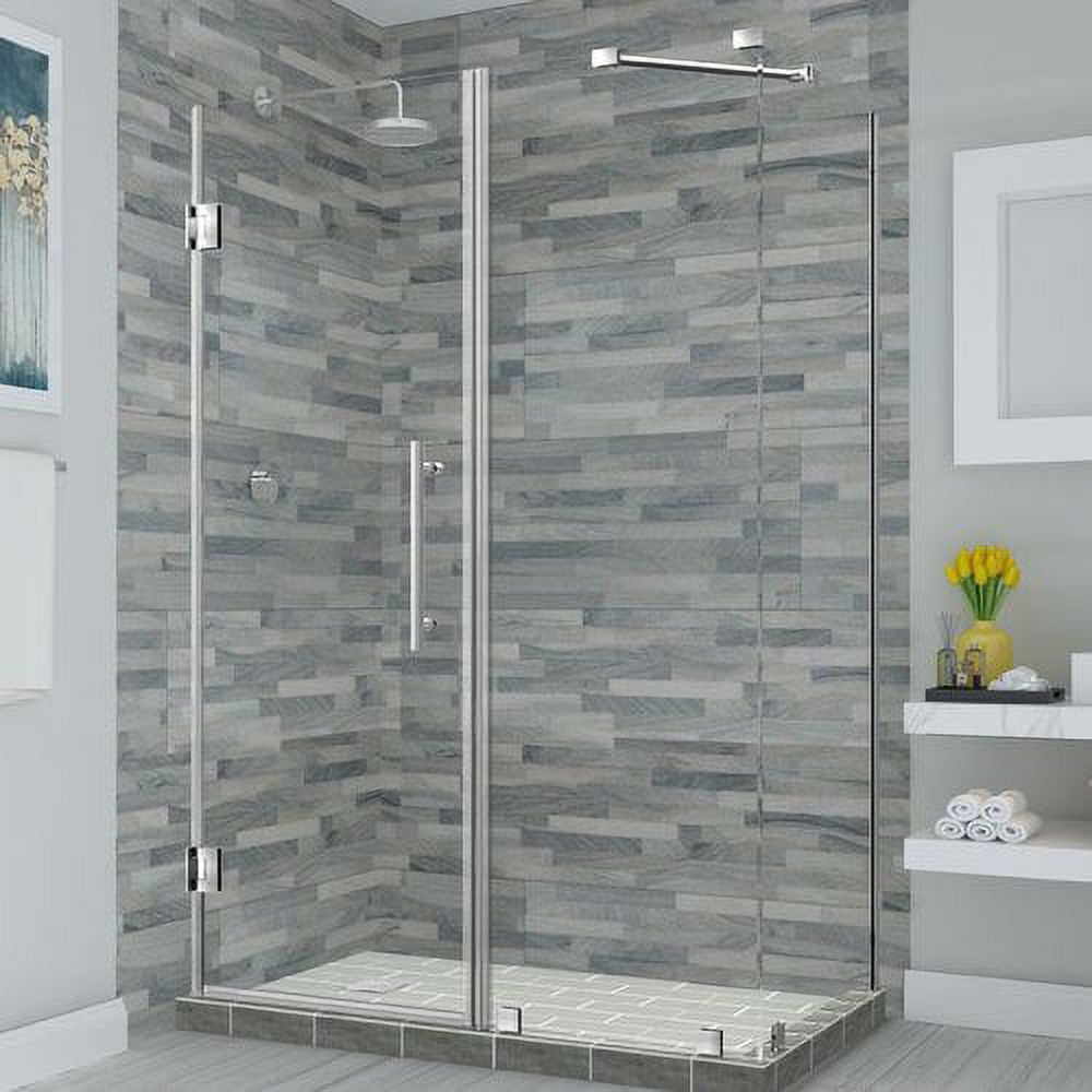Bromley Frameless Corner Hinged Shower Enclosure - Stainless Steel - 72 x 46 x 34.38 in.