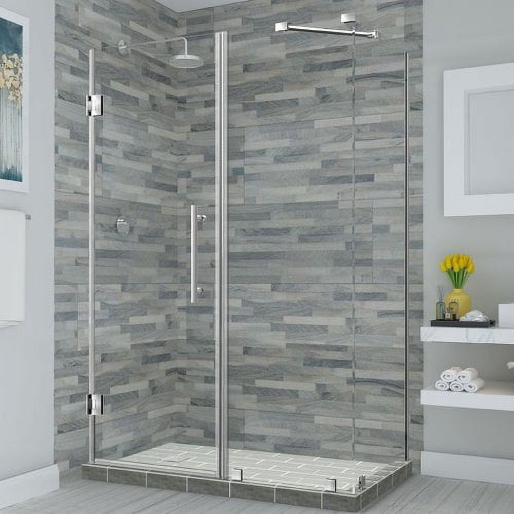 72 x 72 x 30.38 in. Bromley Frameless Corner Hinged Shower Enclosure, Stainless Steel