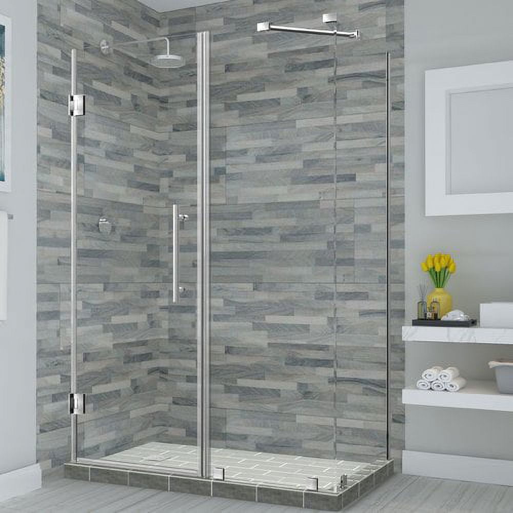 Bromley Frameless Corner Hinged Shower Enclosure - Stainless Steel - 72 x 73 x 34.38 in.