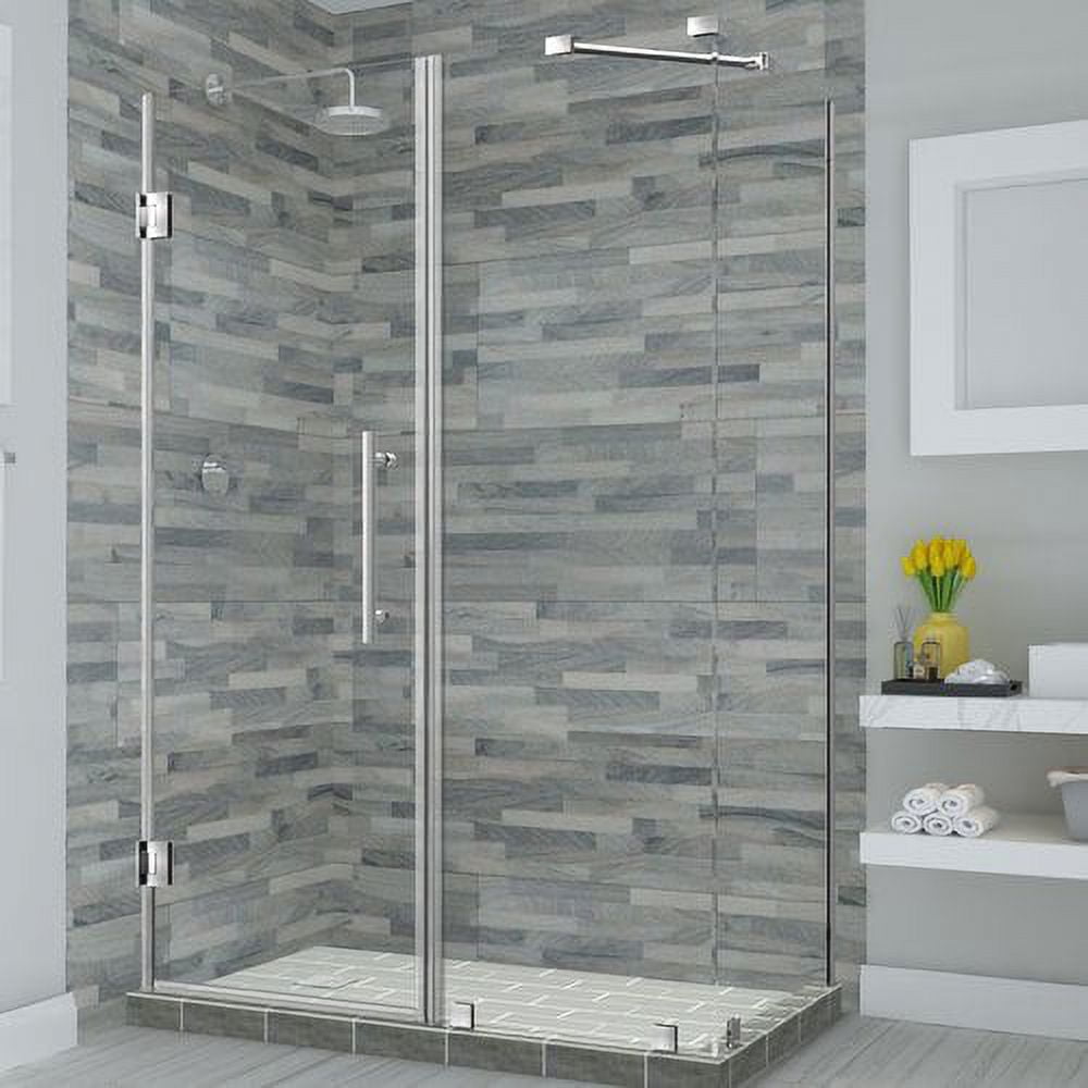72 x 76 x 30.38 in. Bromley Frameless Corner Hinged Shower Enclosure, Stainless Steel