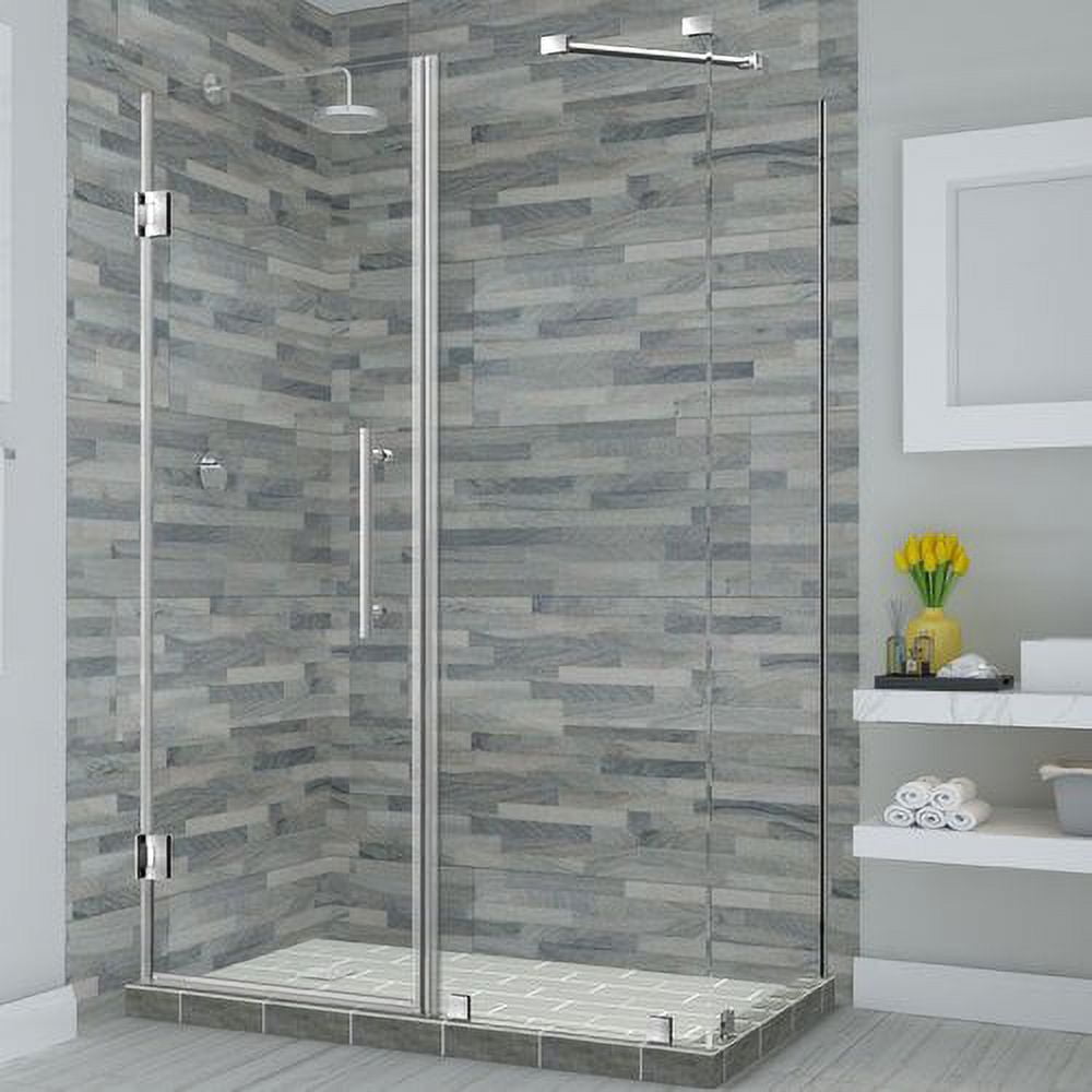 Bromley Frameless Corner Hinged Shower Enclosure - Stainless Steel - 72 x 76 x 34.38 in.