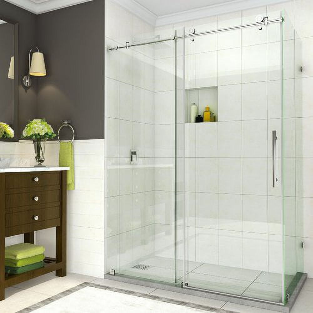 76 x 48 x 33.8125 in. Coraline Frameless Sliding Shower Enclosure, Chrome