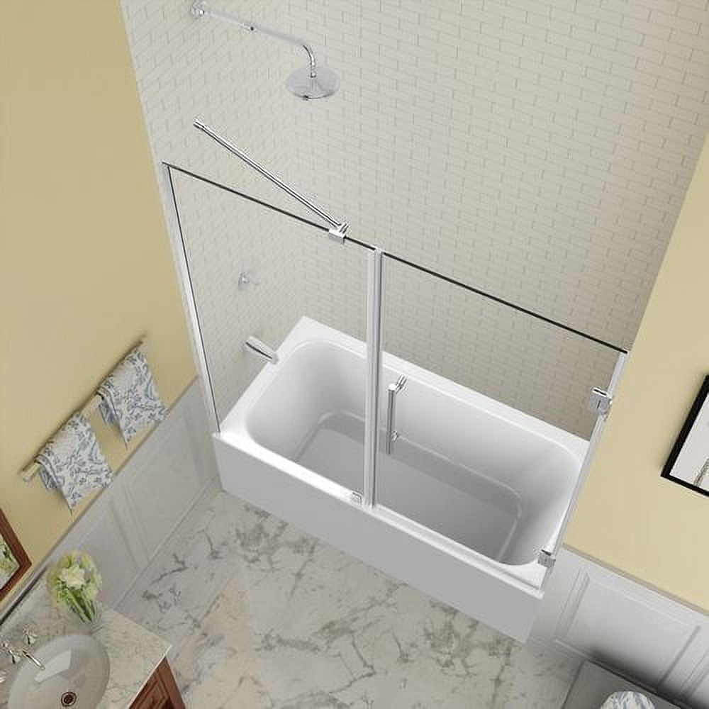 60 x 60 x 0.38 in. Belmore Frameless Hinged Tub Door, Chrome