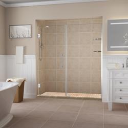 Picture of Aston SDR960EZ-CH-5929-10 72 x 59 x 0.38 in. Belmore GS Frameless Hinged Shower Door with Glass Shelves, Chrome