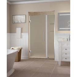SDR960F-SS-6129-10 72 x 61 x 0.38 in. Belmore GS Frameless Hinged Shower Door with Frosted Glass & Glass Shelves, Stainless Steel