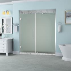 Belmore Frameless Hinged Shower Door with Frosted Glass - Chrome