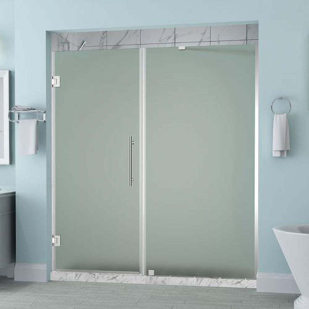 Belmore Frameless Hinged Shower Door with Frosted Glass - Chrome