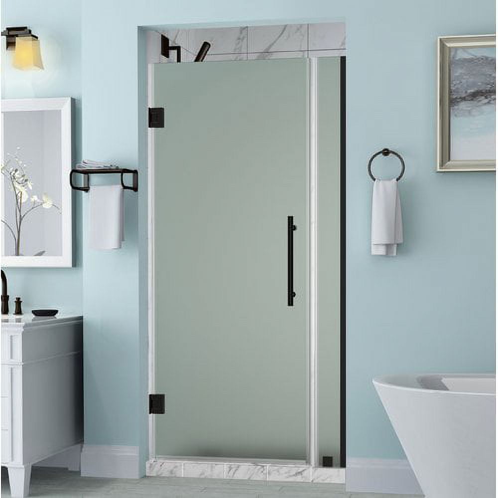 SDR965F-ORB-3024-10 72 x 30 x 0.38 in. Belmore Frameless Hinged Shower Door with Frosted Glass, Oil Rubbed Bronze