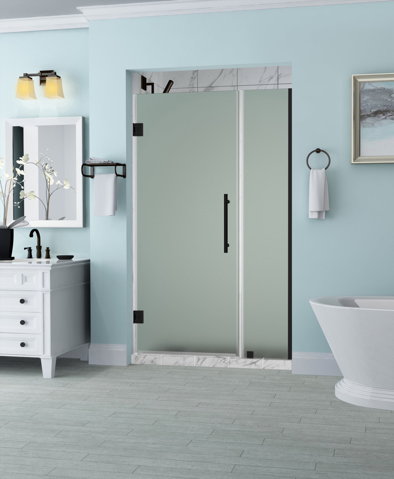 Belmore Frameless Hinged Shower Door - Oil Rubbed Bronze