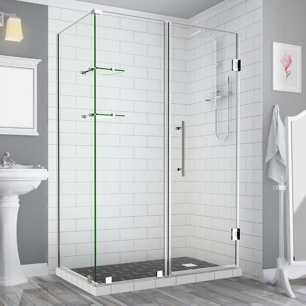 72 x 58 x 38.38 in. Bromley GS Frameless Corner Hinged Shower Enclosure with Glass Shelves, Chrome