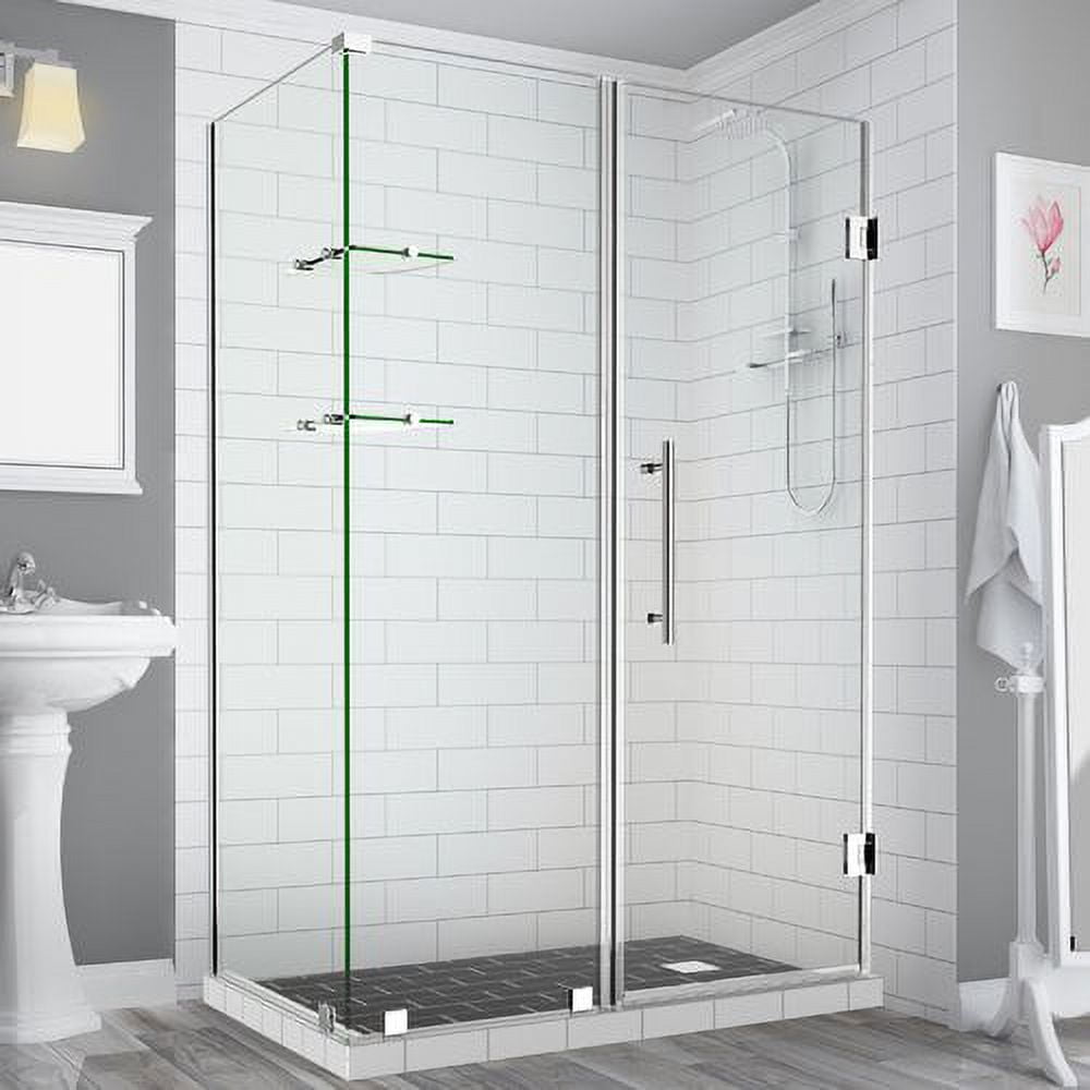 72 x 58 x 32.38 in. Bromley GS Frameless Corner Hinged Shower Enclosure with Glass Shelves, Chrome