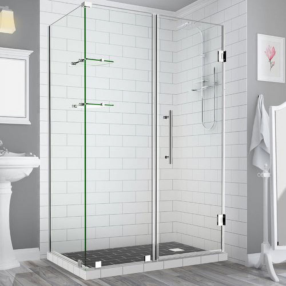 72 x 58 x 34.38 in. Bromley GS Frameless Corner Hinged Shower Enclosure with Glass Shelves, Chrome