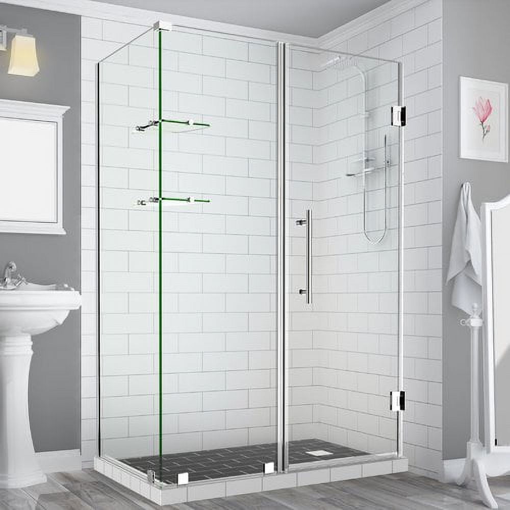 72 x 58 x 30.38 in. Bromley GS Frameless Corner Hinged Shower Enclosure with Glass Shelves, Chrome