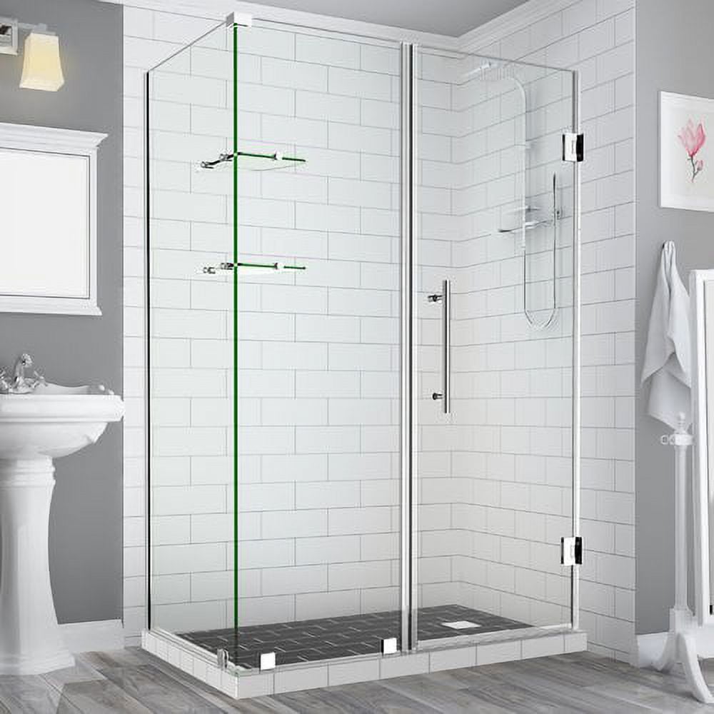 72 x 58 x 38.38 in. Bromley GS Frameless Corner Hinged Shower Enclosure with Glass Shelves, Chrome