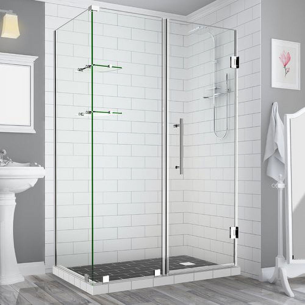 72 x 59 x 34.38 in. Bromley GS Frameless Corner Hinged Shower Enclosure with Glass Shelves, Chrome