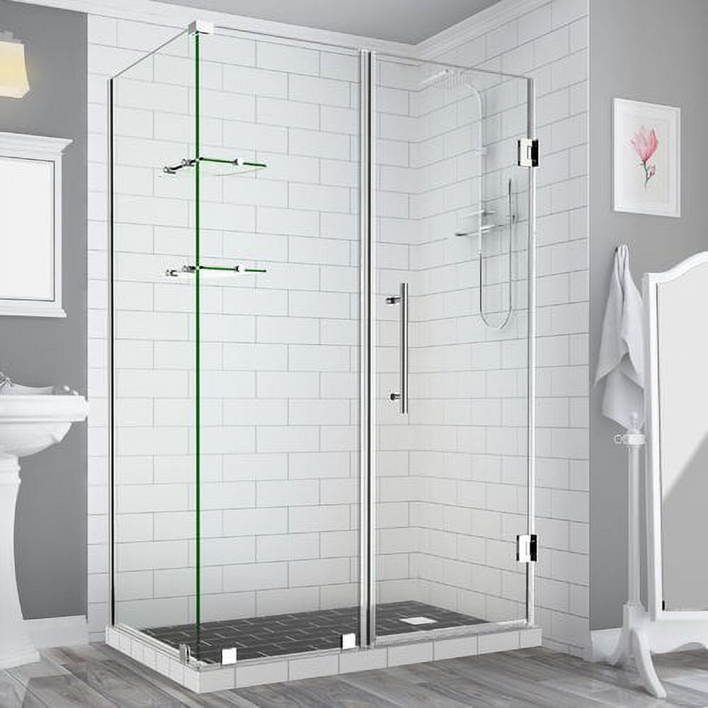 72 x 59 x 36.38 in. Bromley GS Frameless Corner Hinged Shower Enclosure with Glass Shelves, Chrome