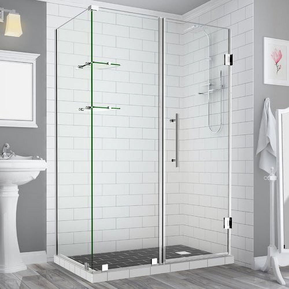 72 x 59 x 30.38 in. Bromley GS Frameless Corner Hinged Shower Enclosure with Glass Shelves, Chrome