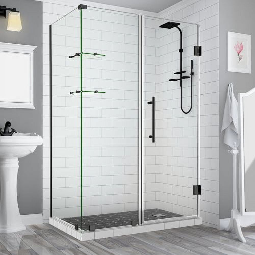 Bromley GS Frameless Corner Hinged Shower Enclosure with Glass Shelves - Oil Rubbed Bronze - 72 x 54 x 34.38 in.