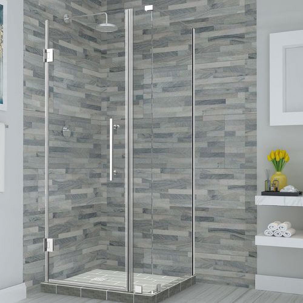 72 x 32 x 30.38 in. Bromley Frameless Corner Hinged Shower Enclosure, Chrome
