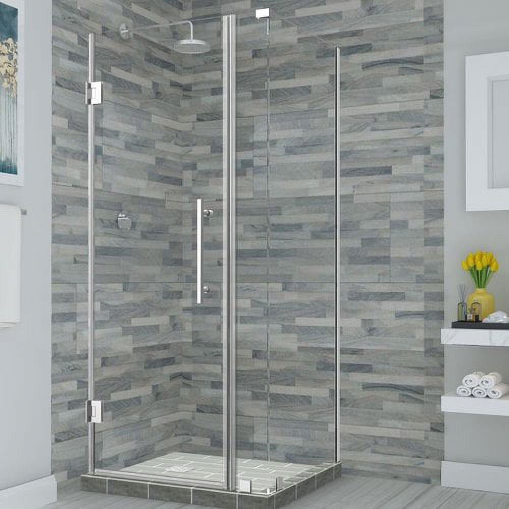 Bromley Frameless Corner Hinged Shower Enclosure - Chrome - 72 x 32 x 34.38 in.