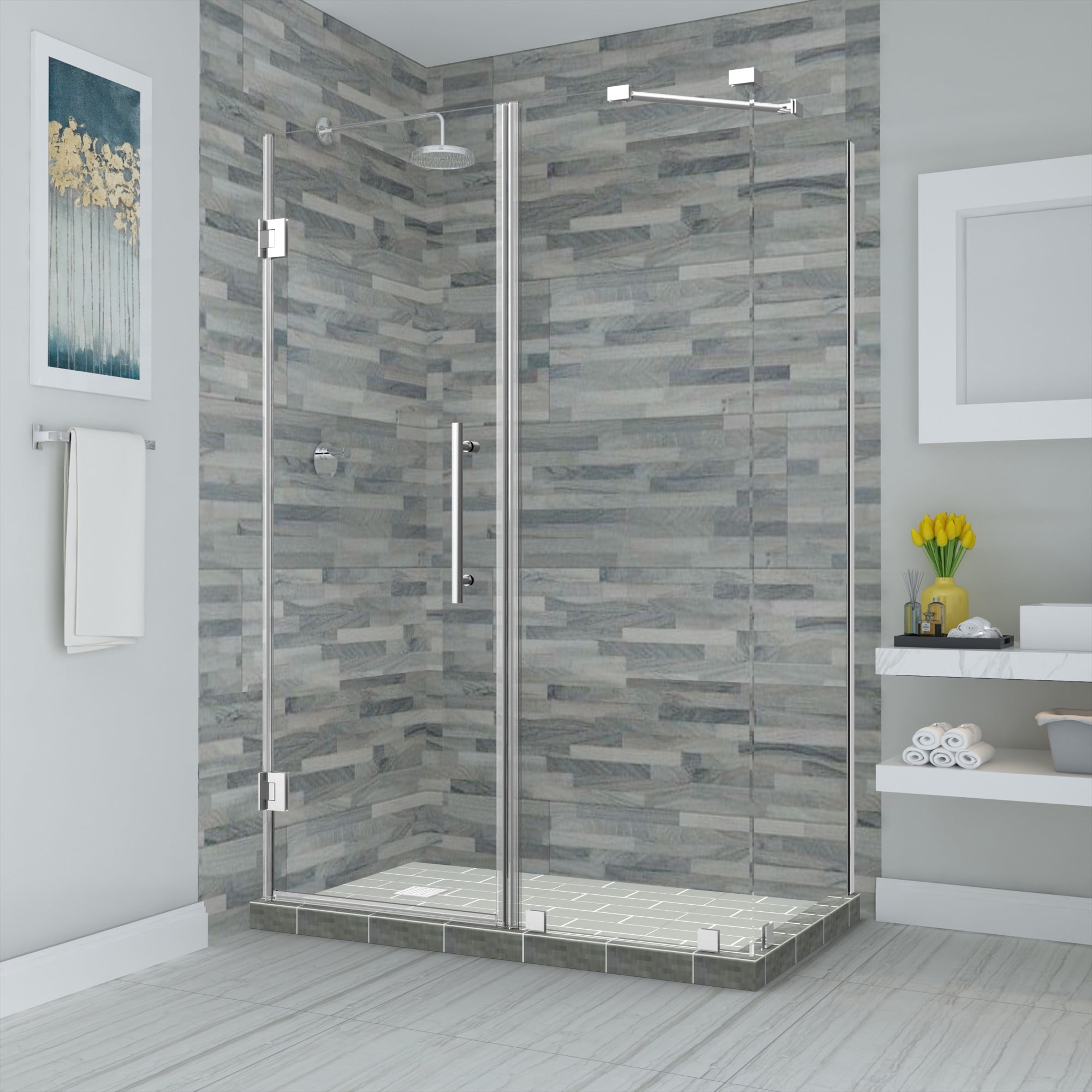 Bromley Frameless Corner Hinged Shower Enclosure - Chrome