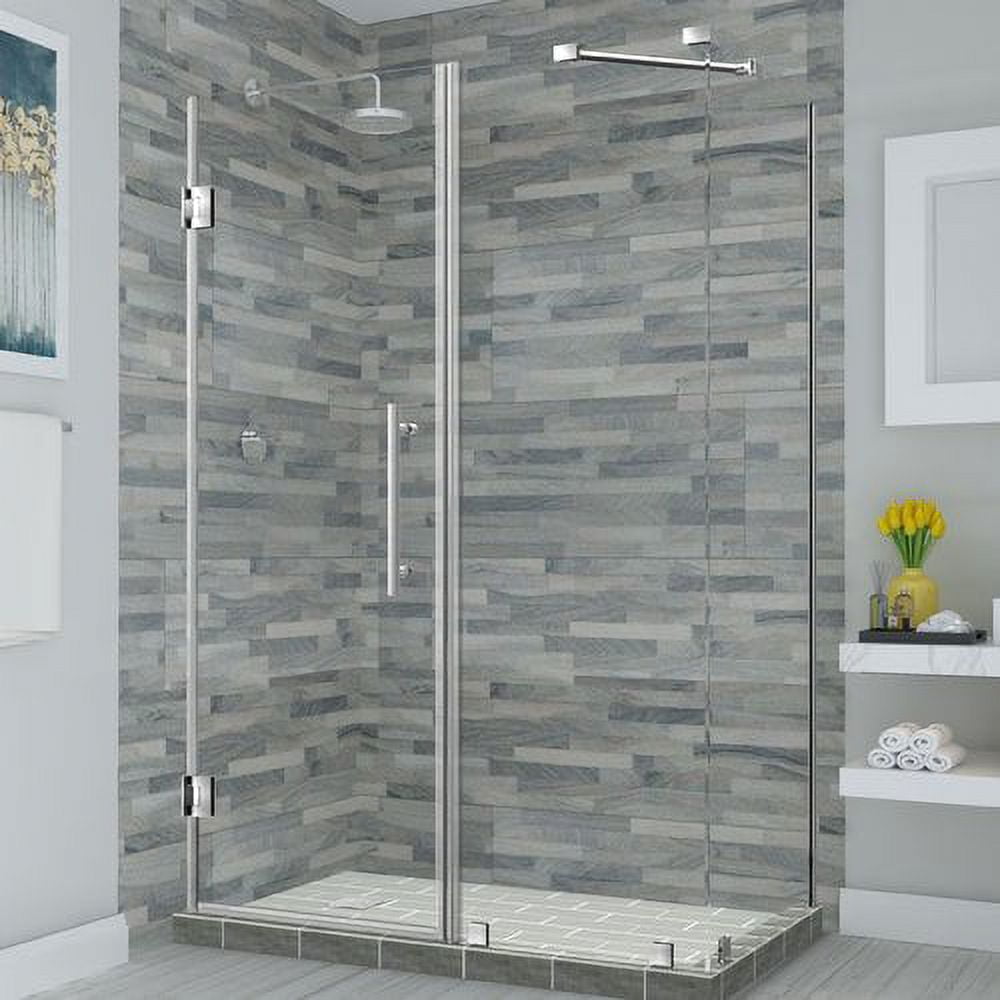 Bromley Frameless Corner Hinged Shower Enclosure - Stainless Steel - 72 x 47.25-48.25 x 34.375 in.