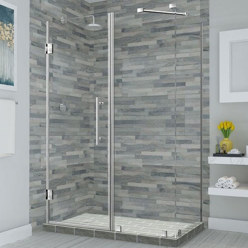 Bromley Frameless Corner Hinged Shower Enclosure - Stainless Steel - 72 x 49.25-50.25 x 34.375 in.