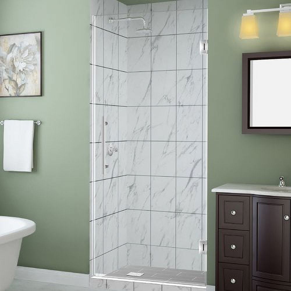 SDR997EZ-SS-32-10 72 x 31.75-32.25 x 0.375 in. Kinkade Frameless Hinged Shower Door - Stainless Steel