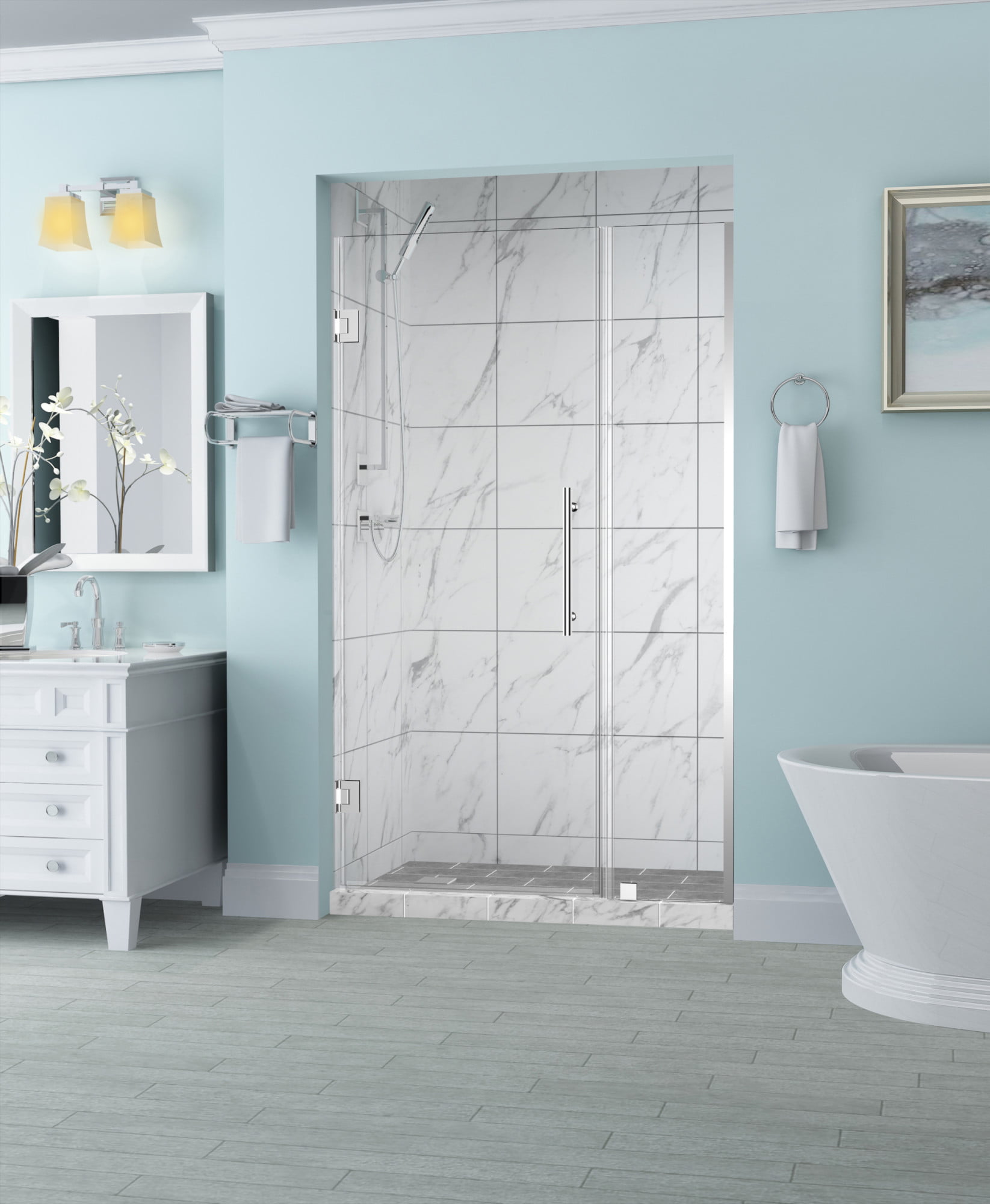 Belmore Frameless Hinged Shower Door - Chrome