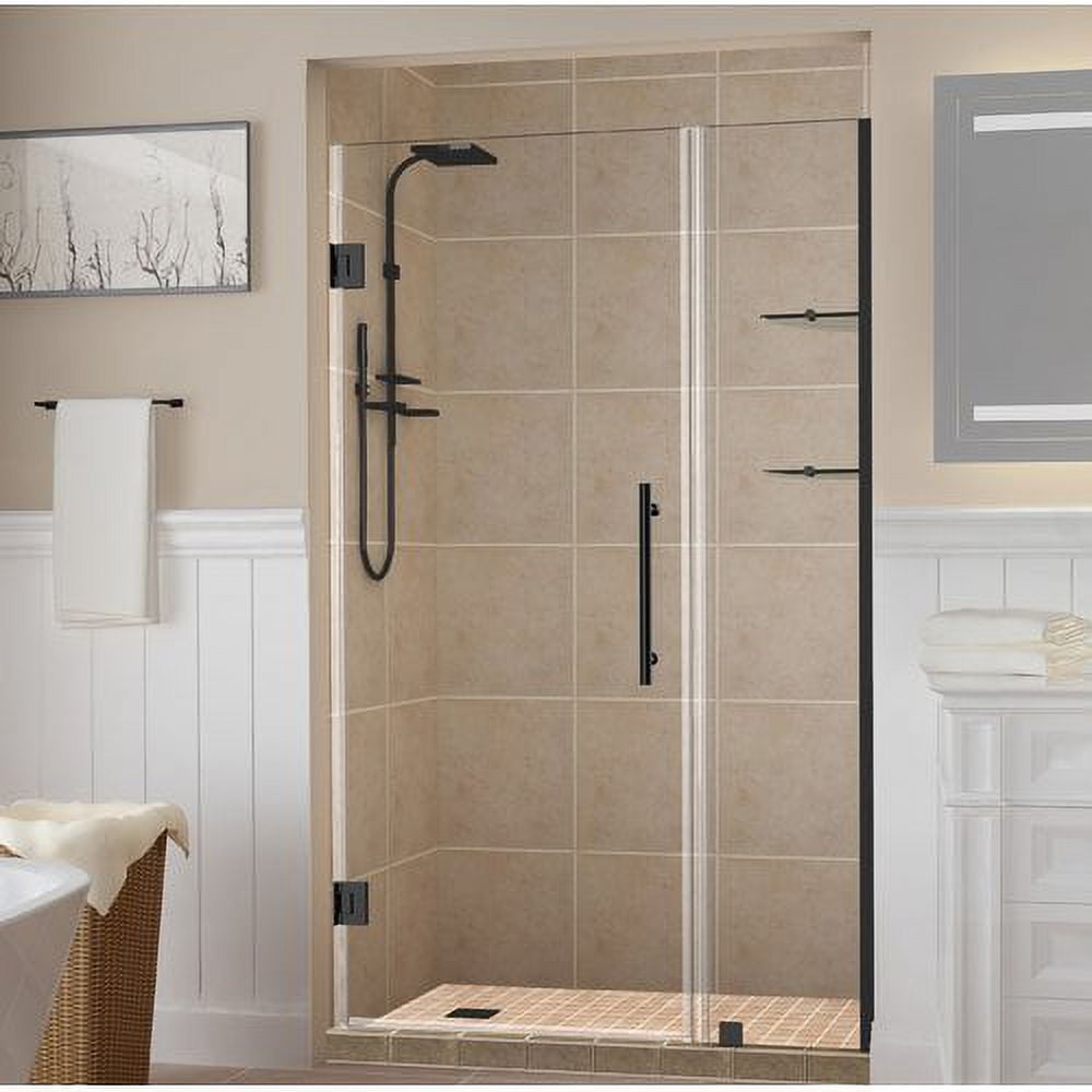 SDR960EZ-ORB-5727-10 72 x 56.25-57.25 x 0.375 in. Belmore Frameless Hinged Shower Door with Glass Shelves - Oil Rubbed Bronze -  Aston