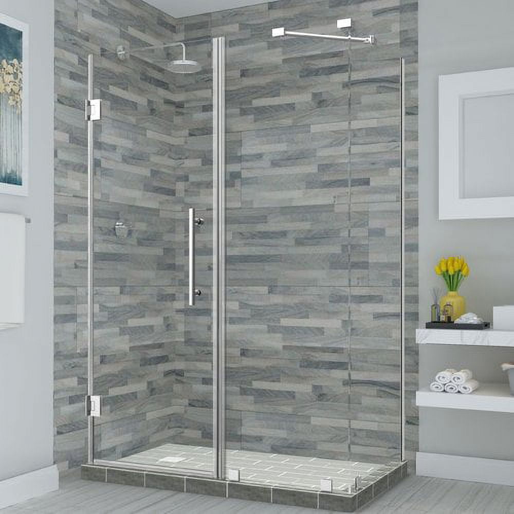 Bromley Frameless Corner Hinged Shower Enclosure - Chrome - 72 x 40.25-41.25 x 34.375 in.