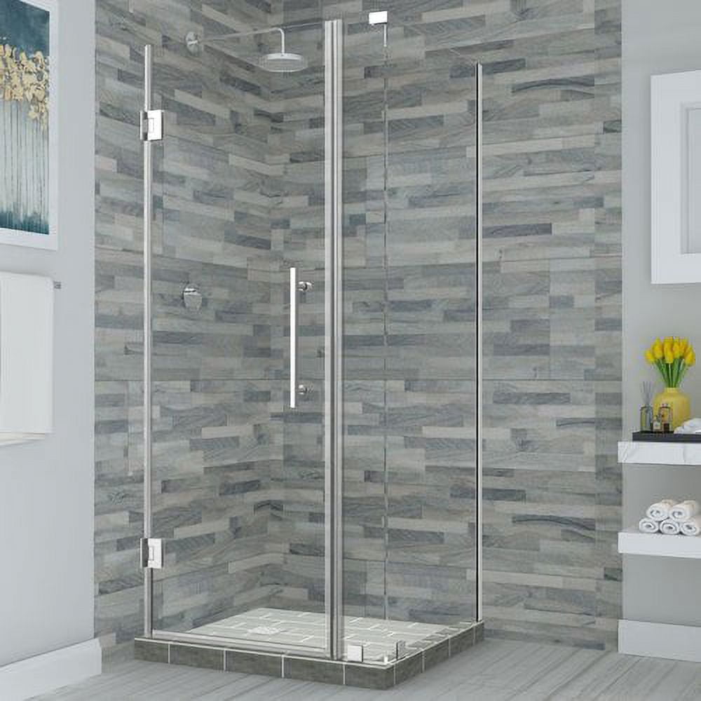 72 x 43.25-44.25 x 30.375 in. Bromley Frameless Corner Hinged Shower Enclosure - Chrome