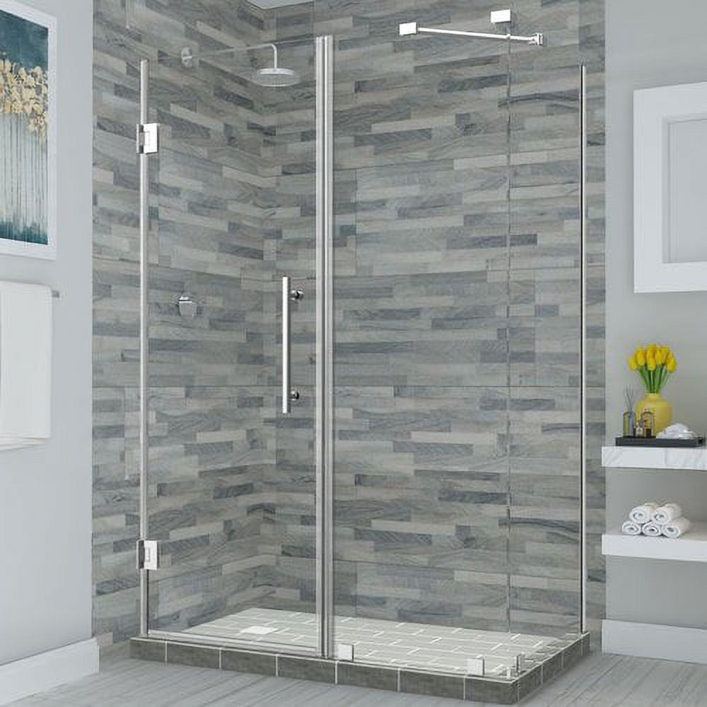 Bromley Frameless Corner Hinged Shower Enclosure - Chrome - 72 x 43.25-44.25 x 34.375 in.