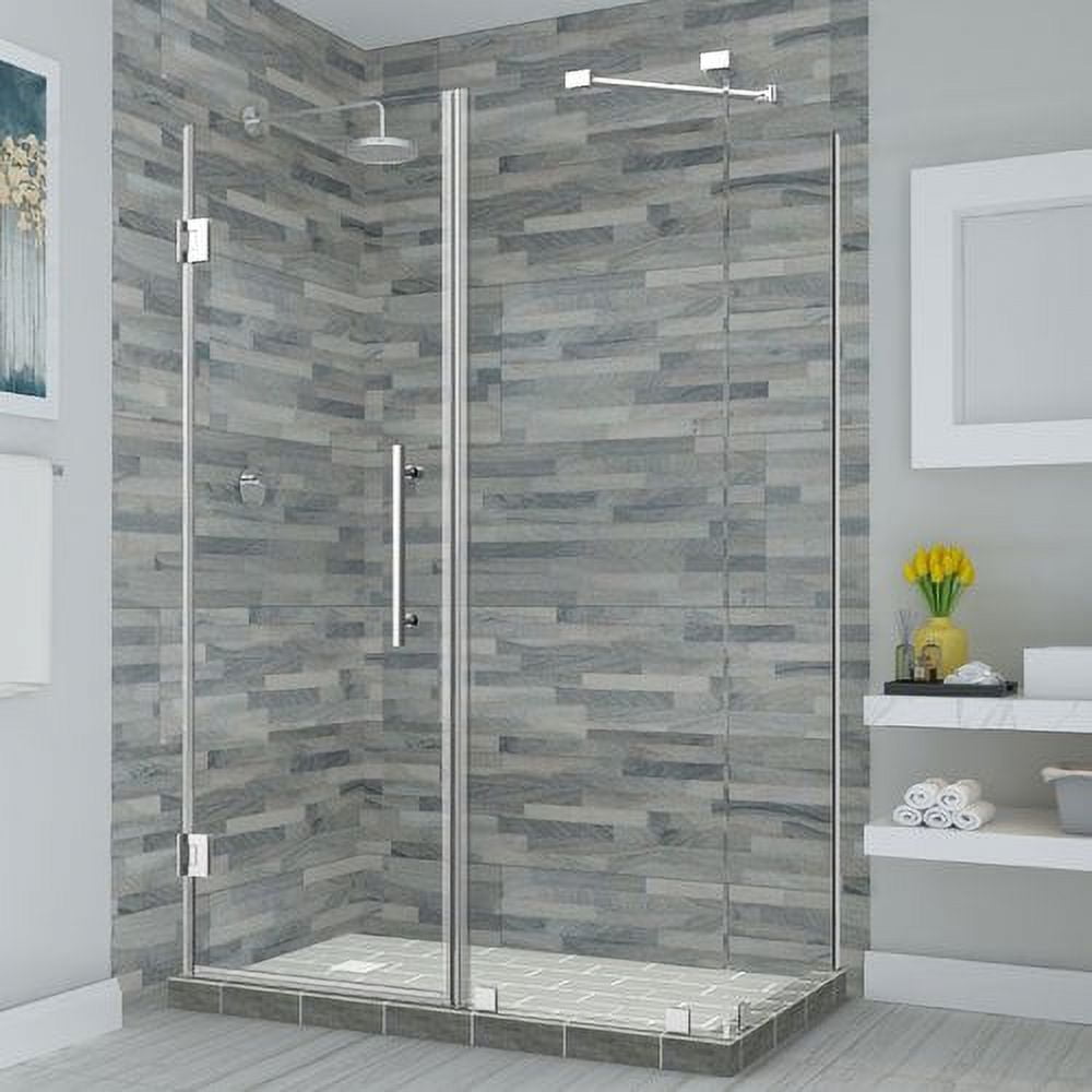72 x 45.25-46.25 x 30.375 in. Bromley Frameless Corner Hinged Shower Enclosure - Chrome