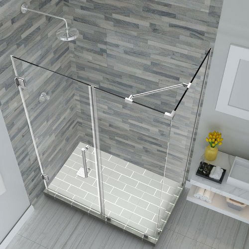Bromley Frameless Corner Hinged Shower Enclosure - Chrome - 72 x 45.25-46.25 x 34.375 in.