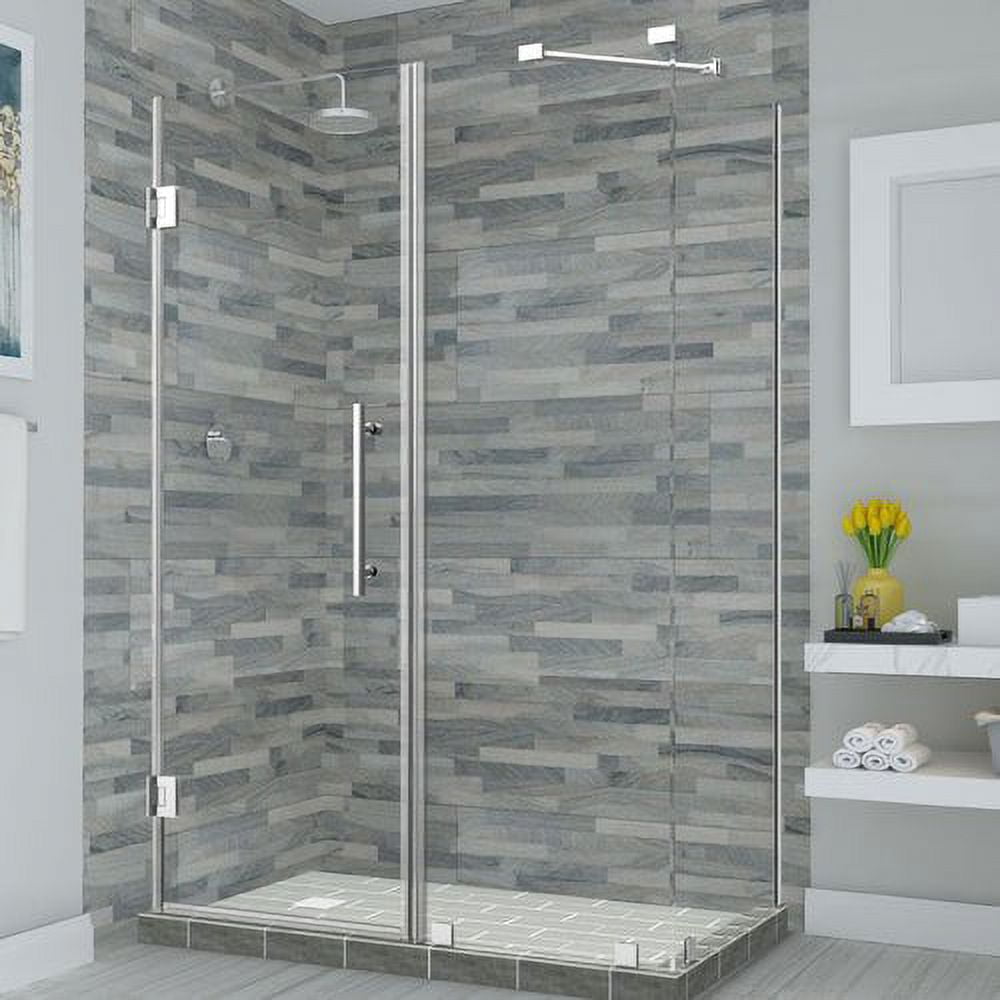 Bromley Frameless Corner Hinged Shower Enclosure - Chrome - 72 x 72.25-73.25 x 34.375 in.