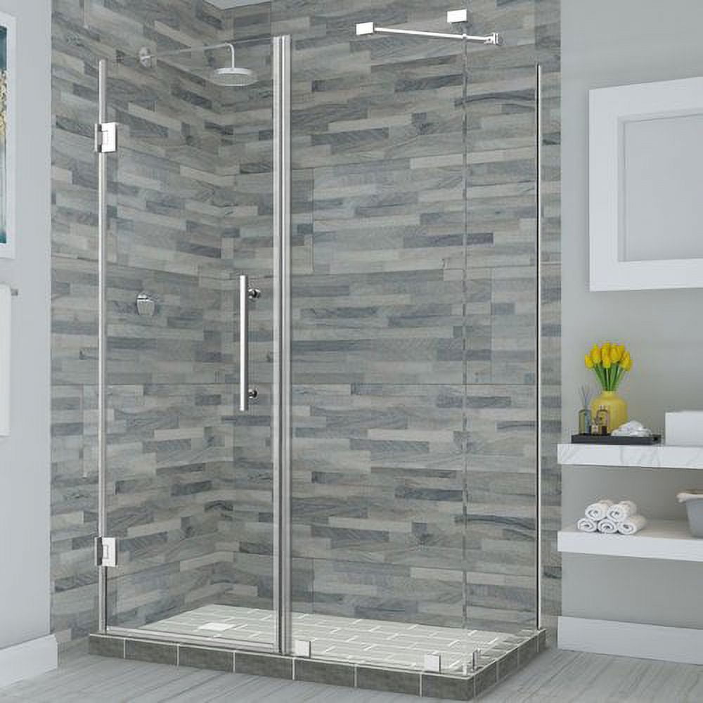 72 x 75.25-76.25 x 30.375 in. Bromley Frameless Corner Hinged Shower Enclosure - Chrome