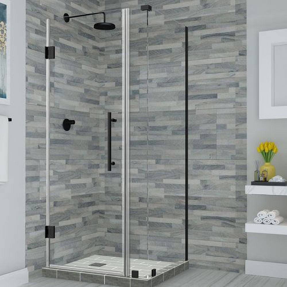 Bromley Frameless Corner Hinged Shower Enclosure - Oil Rubbed Bronze - 72 x 27.25-28.25 x 34.375 in.