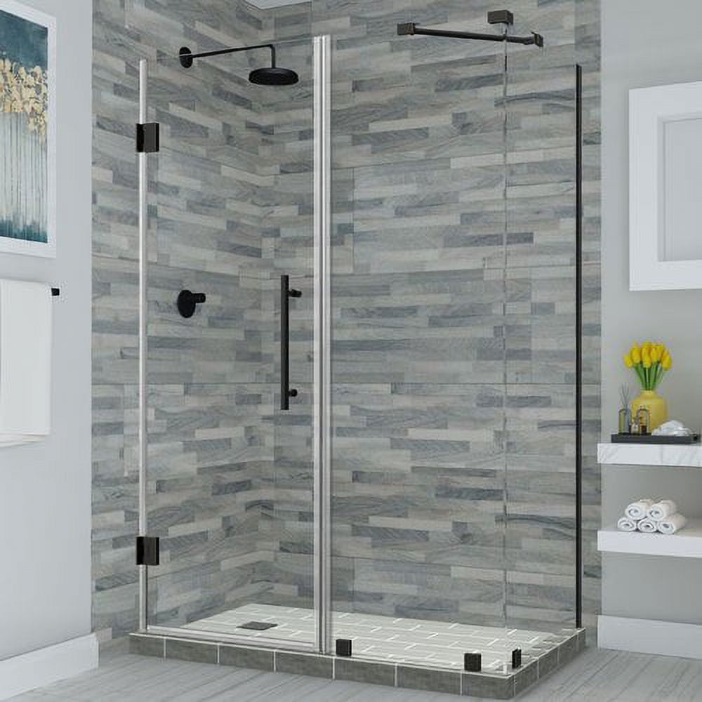 72 x 61.25-62.25 x 30.375 in. Bromley Frameless Corner Hinged Shower Enclosure - Oil Rubbed Bronze