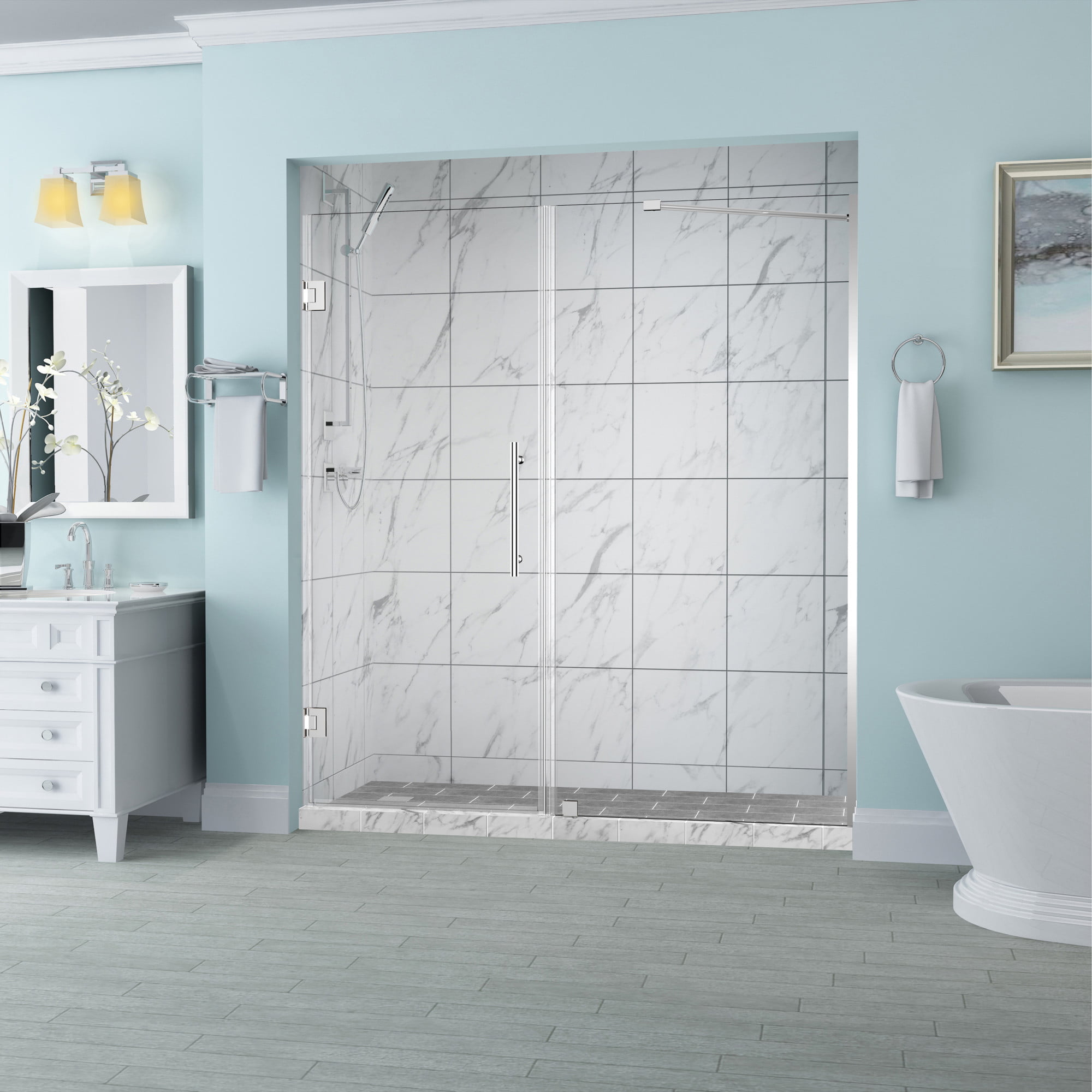 Belmore Frameless Hinged Shower Door in Chrome