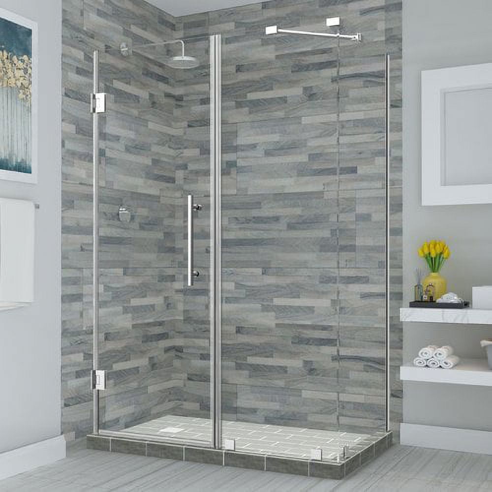 Bromley Frameless Corner Hinged Shower Enclosure in Chrome - 48.25-49.25 x 34.375 x 72 in.