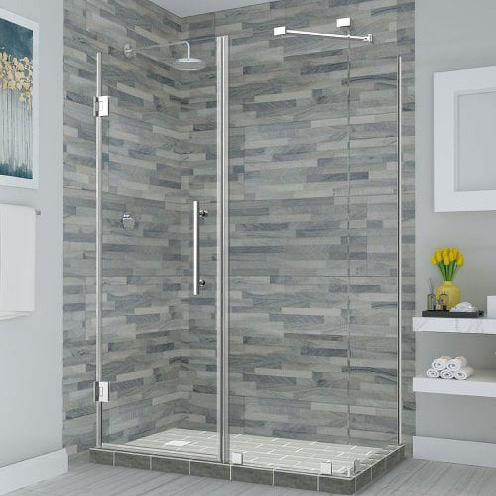 Bromley Frameless Corner Hinged Shower Enclosure in Chrome - 49.25-50.25 x 34.375 x 72 in.