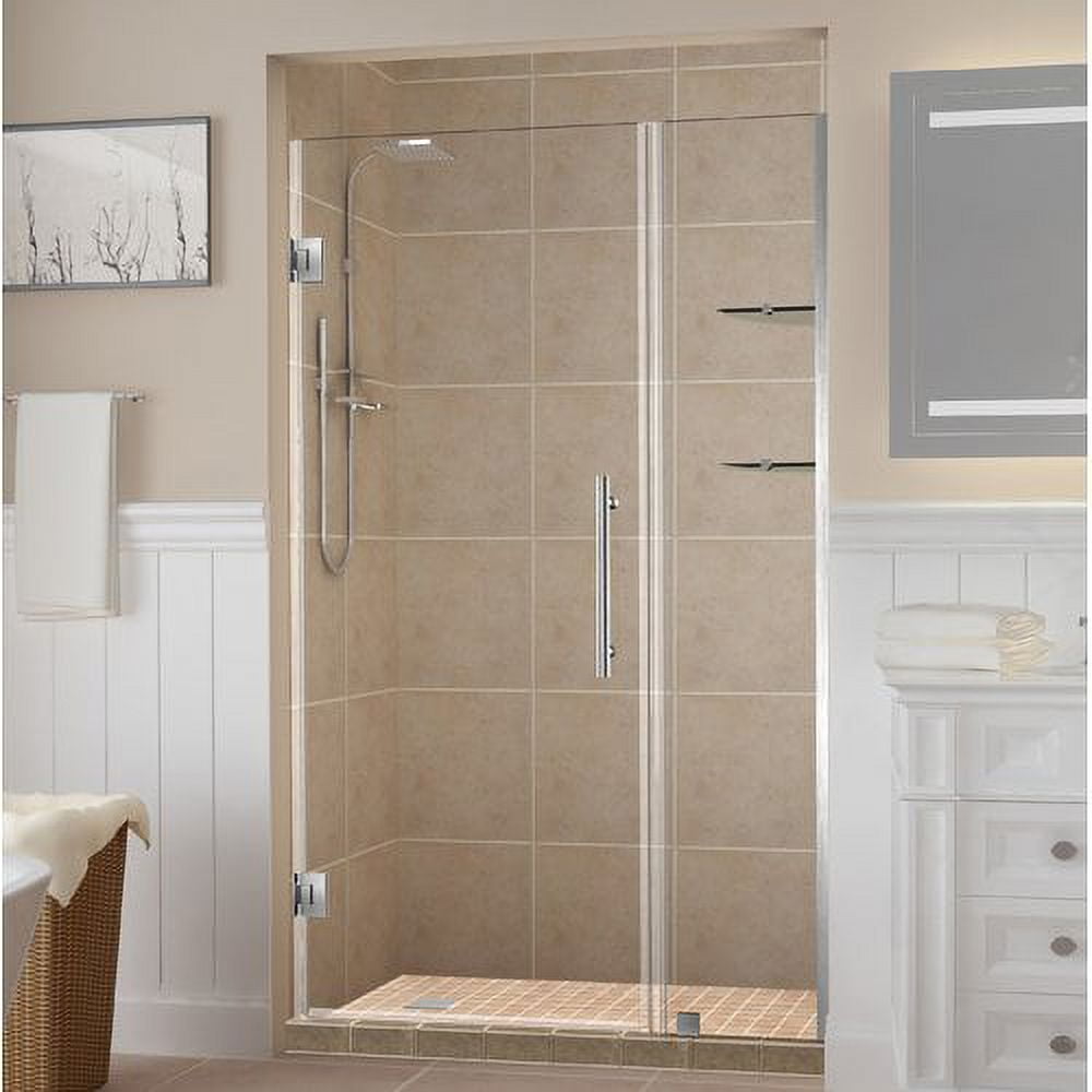 SDR960EZ-SS-5727-10 Belmore GS 56.25-57.25 x 72 in. Frameless Hinged Shower Door with Glass Shelves in Stainless Steel -  Aston